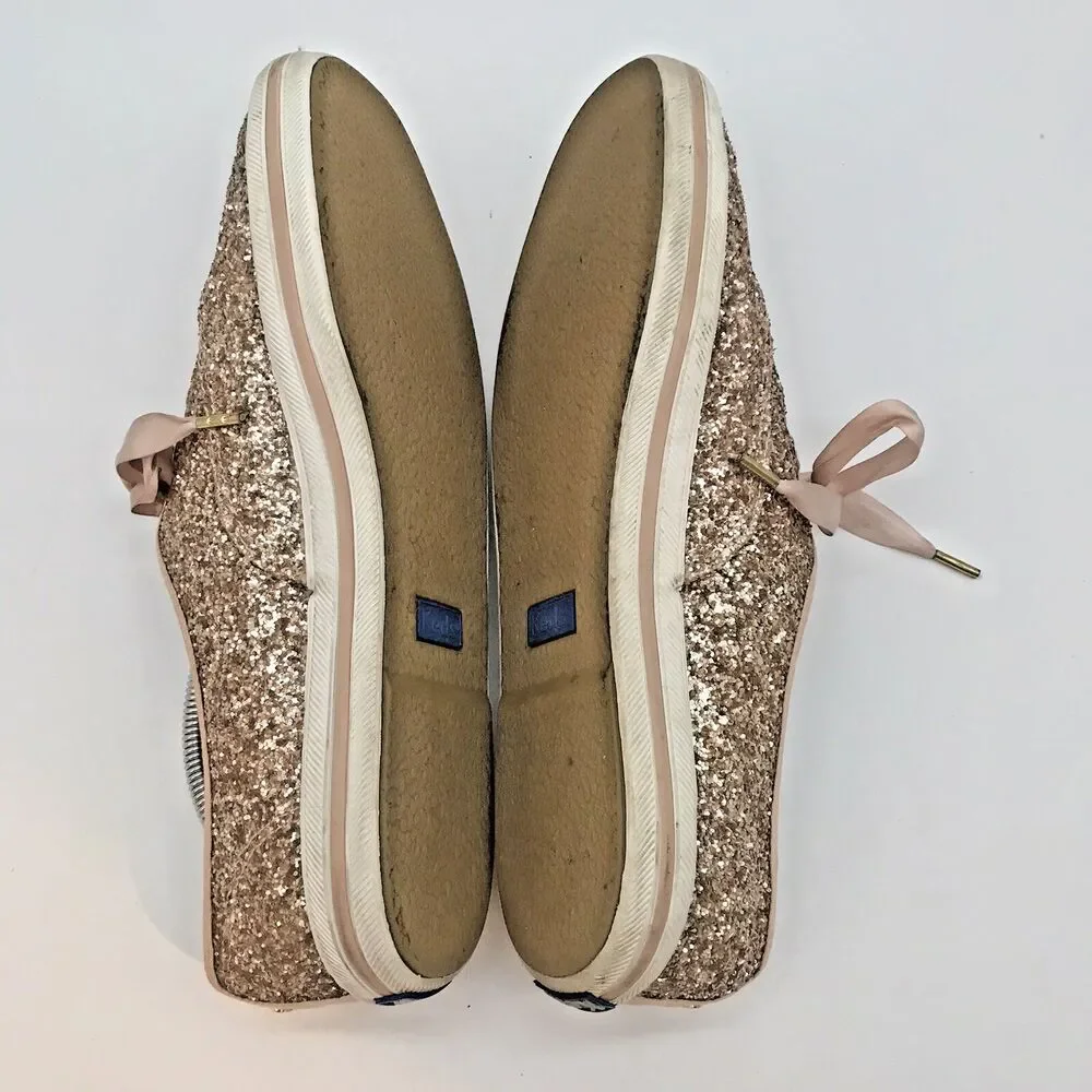 Keds for Kate Spade Champion Glitter Sneakers Women's 9 Pink Rose Gold Shoes
